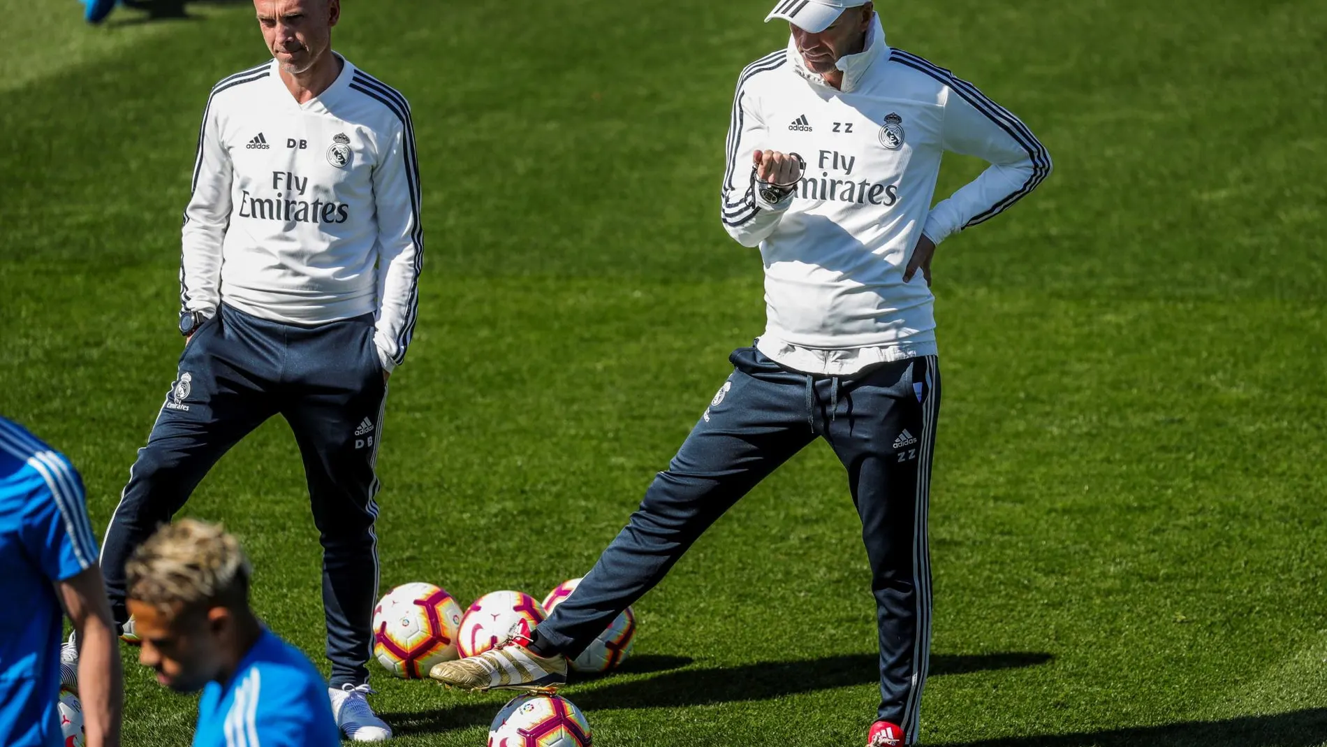 Zinedine Zidane, en el entrenamiento de esta mañana