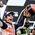 Marc Márquez celebra su triunfo tras ganar en el Gran Premio de Alemania