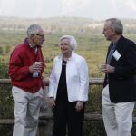 Janet Yellen junto a Stanley Fischer y Bill Dudley