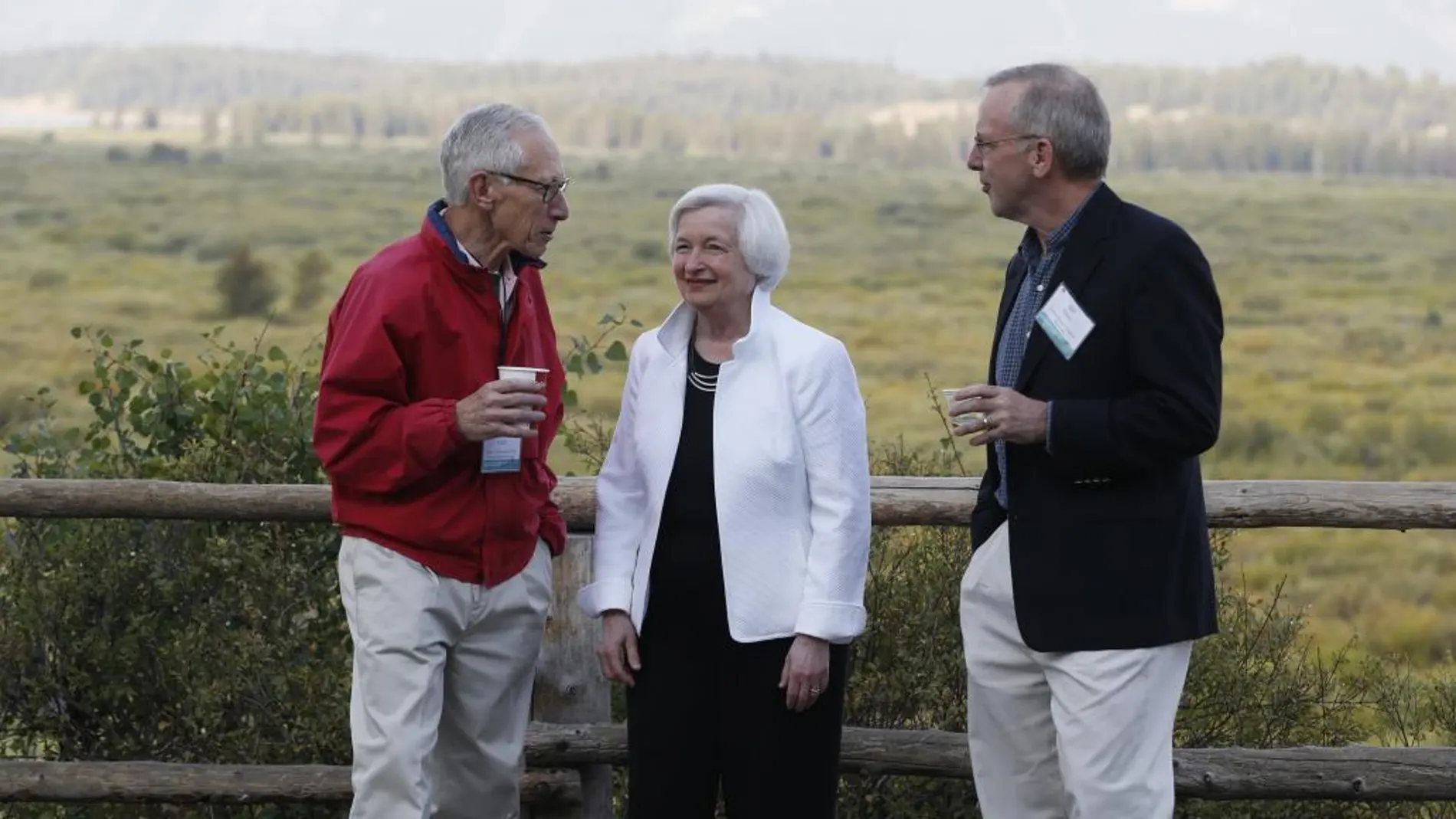 Janet Yellen junto a Stanley Fischer y Bill Dudley