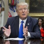 El presidente de EE UU, Donald J. Trump, durante una reunión con motivo del Día de la Historia Afroamericana en la Sala Roosevelt de la Casa Blanca
