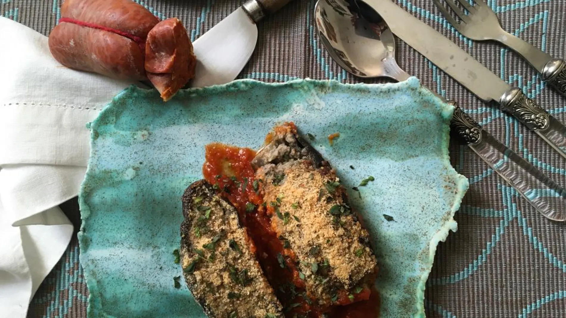 Berenjenas rellenas de sobrasada y atún