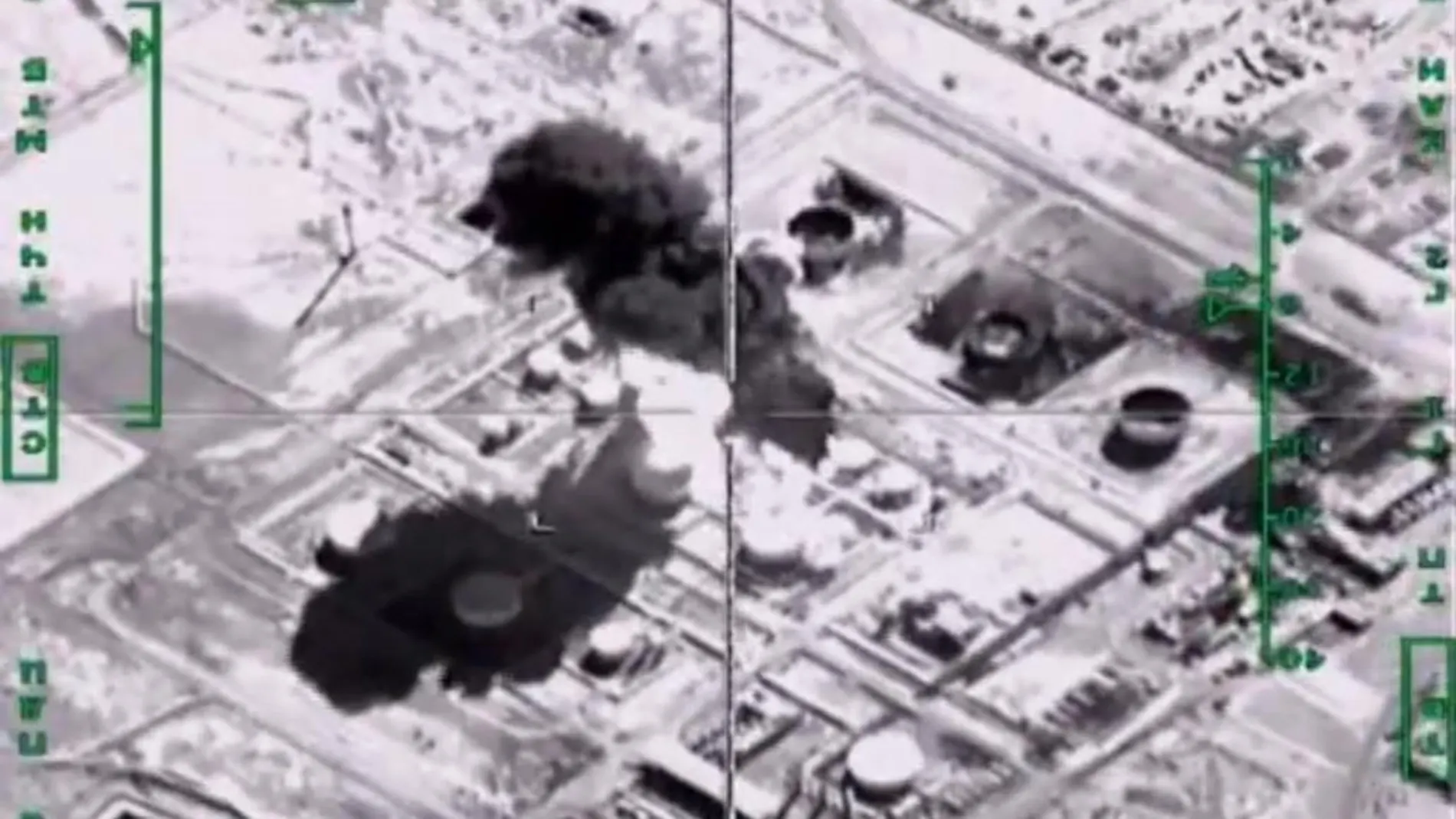 Fotograma de un vídeo facilitado por el ministerio ruso de Defensa que muestra los objetivos abatidos por sus aviones en Siria.