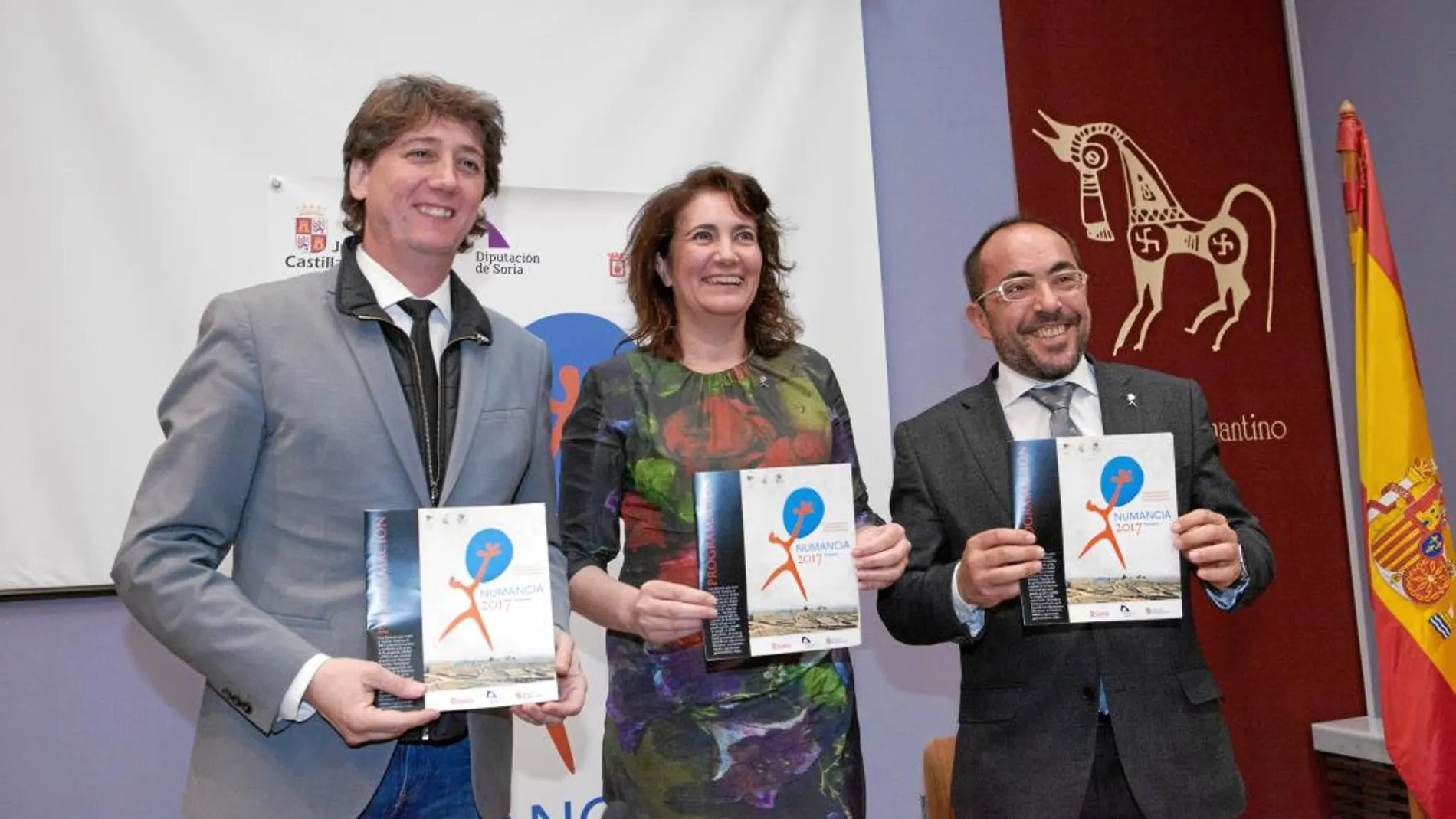 Carlos Martínez, María Josefa García Cirac y Luis Rey presentan los actos conmemorativos de Numancia 2017