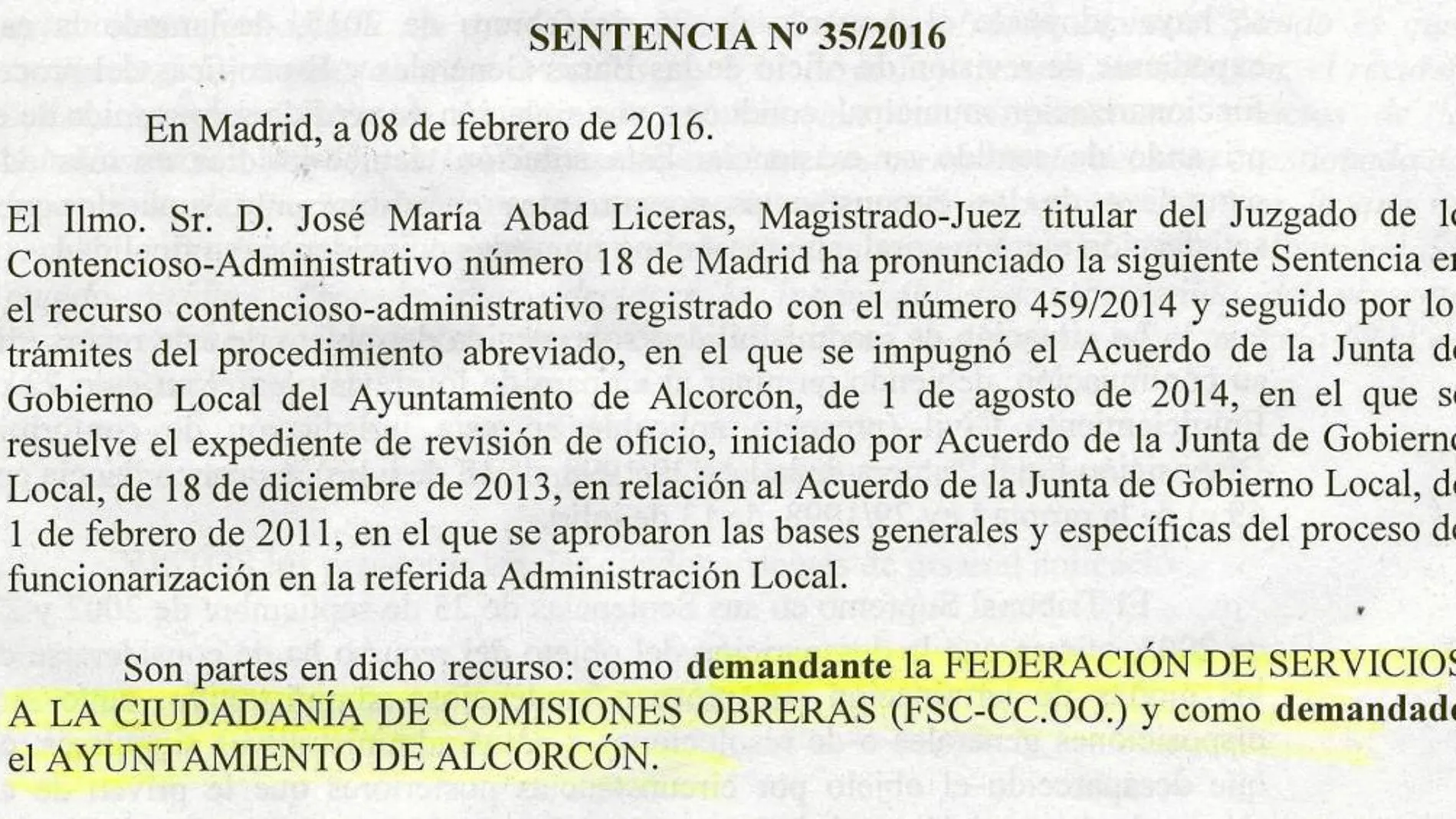 La Justicia revoca el nombramiento de 504 funcionarios en Alcorcón