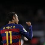 Neymar celebra el gol contra el Espanyol en el último partido