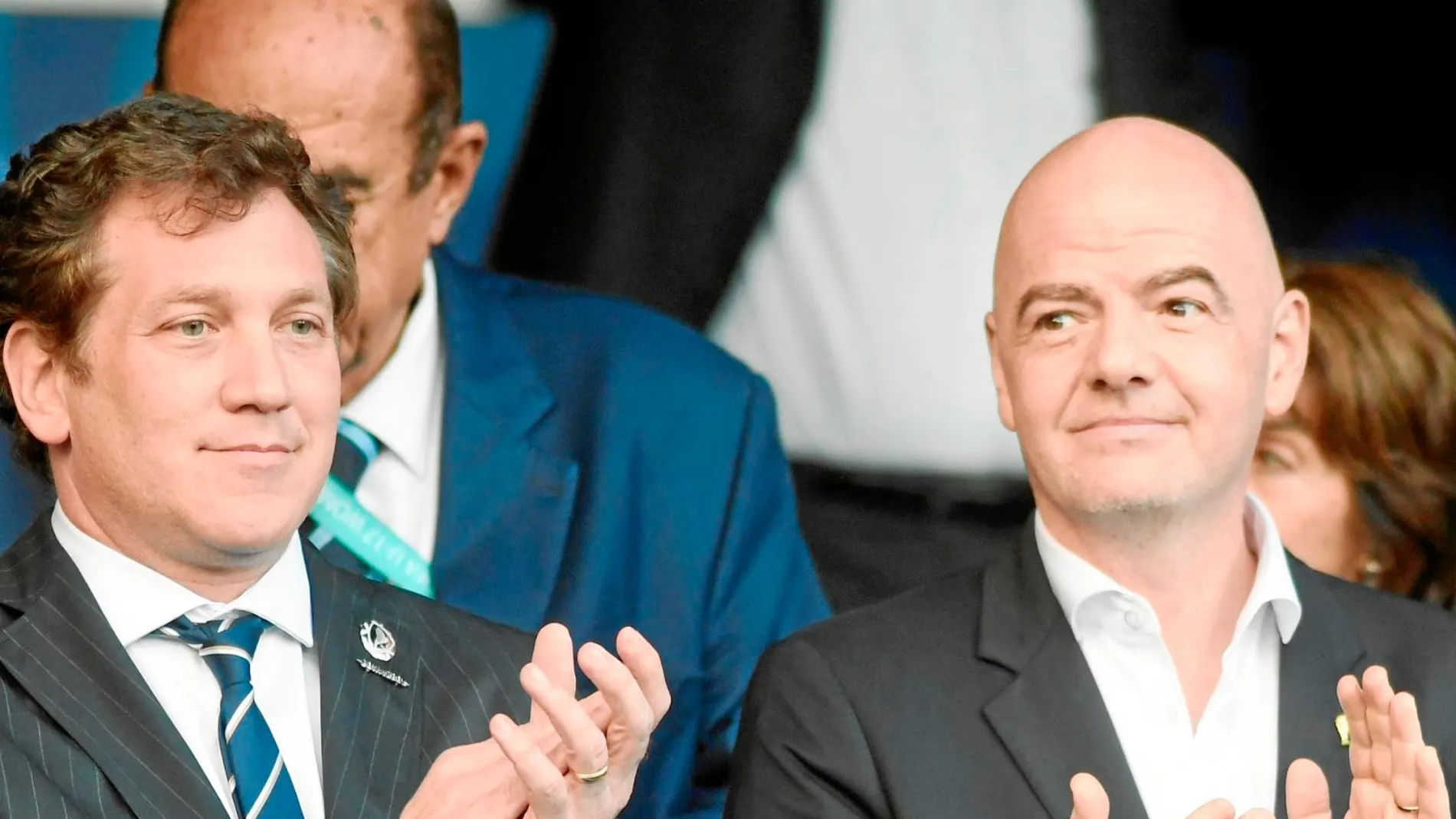 Domínguez e Infantino, presidentes de Conmebol y FIFA