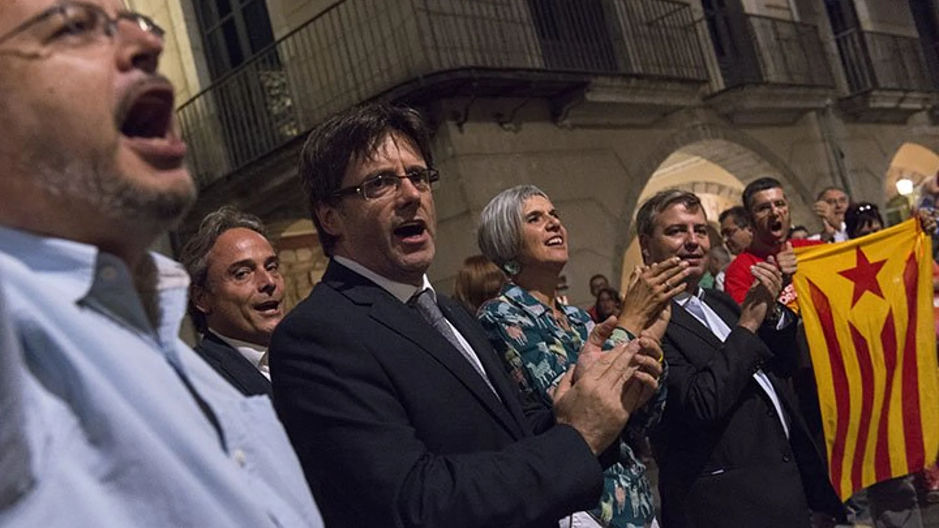 Carles Puigdemont en una manifestación a favor de la independencia.