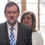 Mariano Rajoy, en La Moncloa, el pasado 12 de marzo cuando Gobierno y agentes sociales sellaron el pacto por el emprendimiento y el empleo
