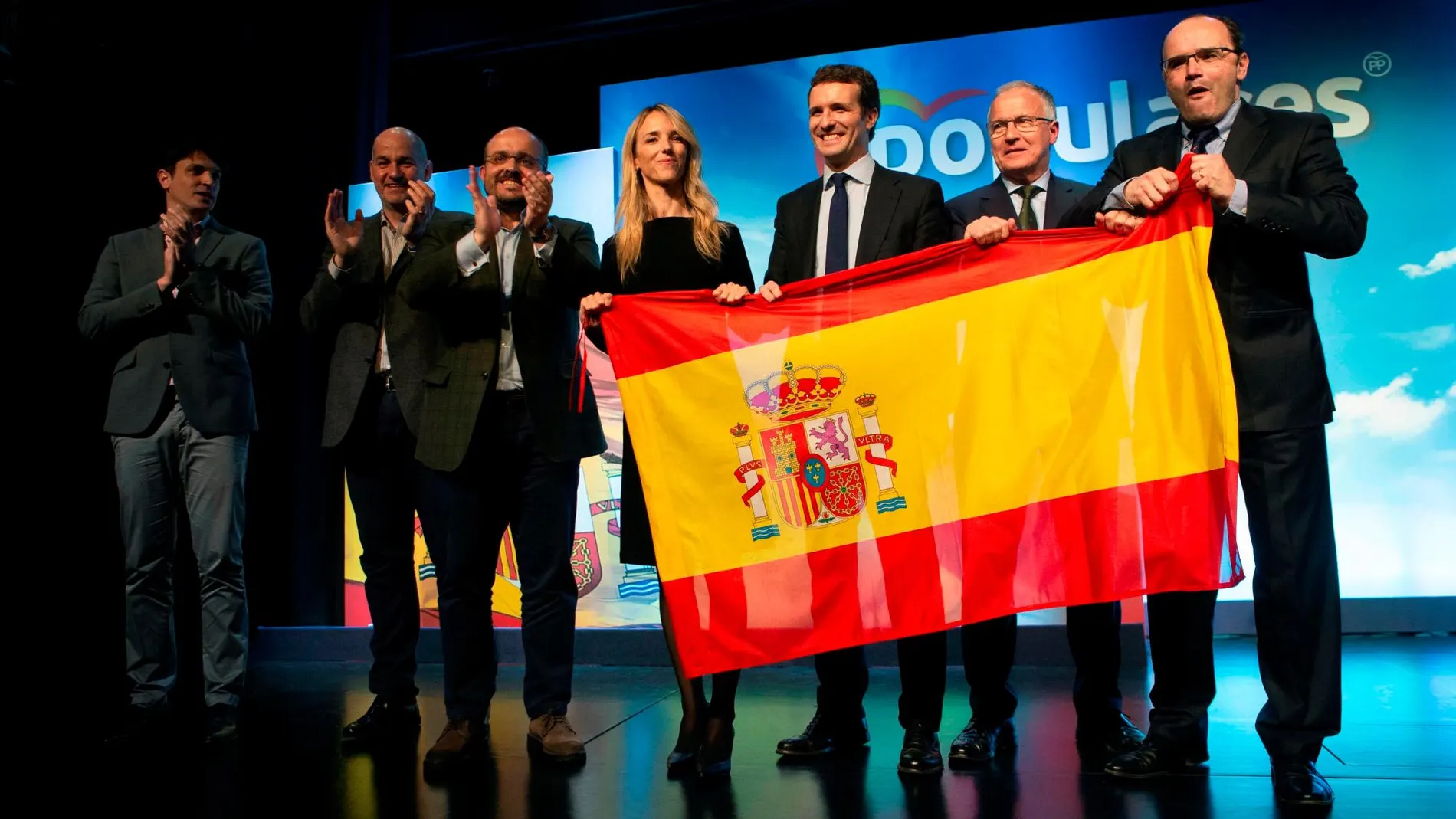 El presidente del PP, Pablo Casado, en la presentación de Cayetana Álvarez de Toledo como número uno de la candidatura de los populares por Barcelona, hace apenas una semana.