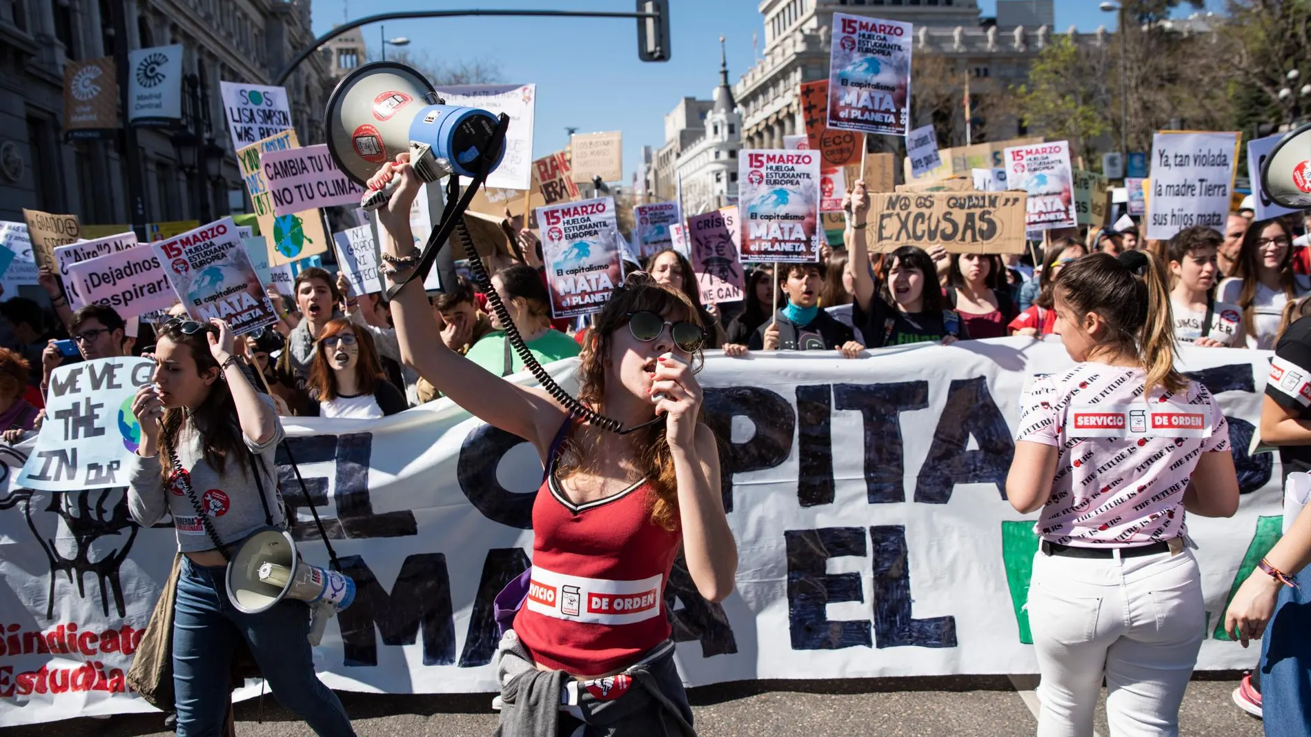 Cabecera de la manifestación de Madrid