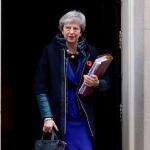 Theresa May, primera ministra británica, abandonando su residencia oficial de Downing Street.