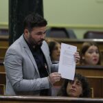 El portavoz de ERC, Gabriel Rufián, durante su interpelación al ministro del Interior, Juan Ignacio Zoido