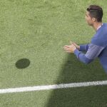 Cristiano Ronaldo, durante el entrenamiento de ayer
