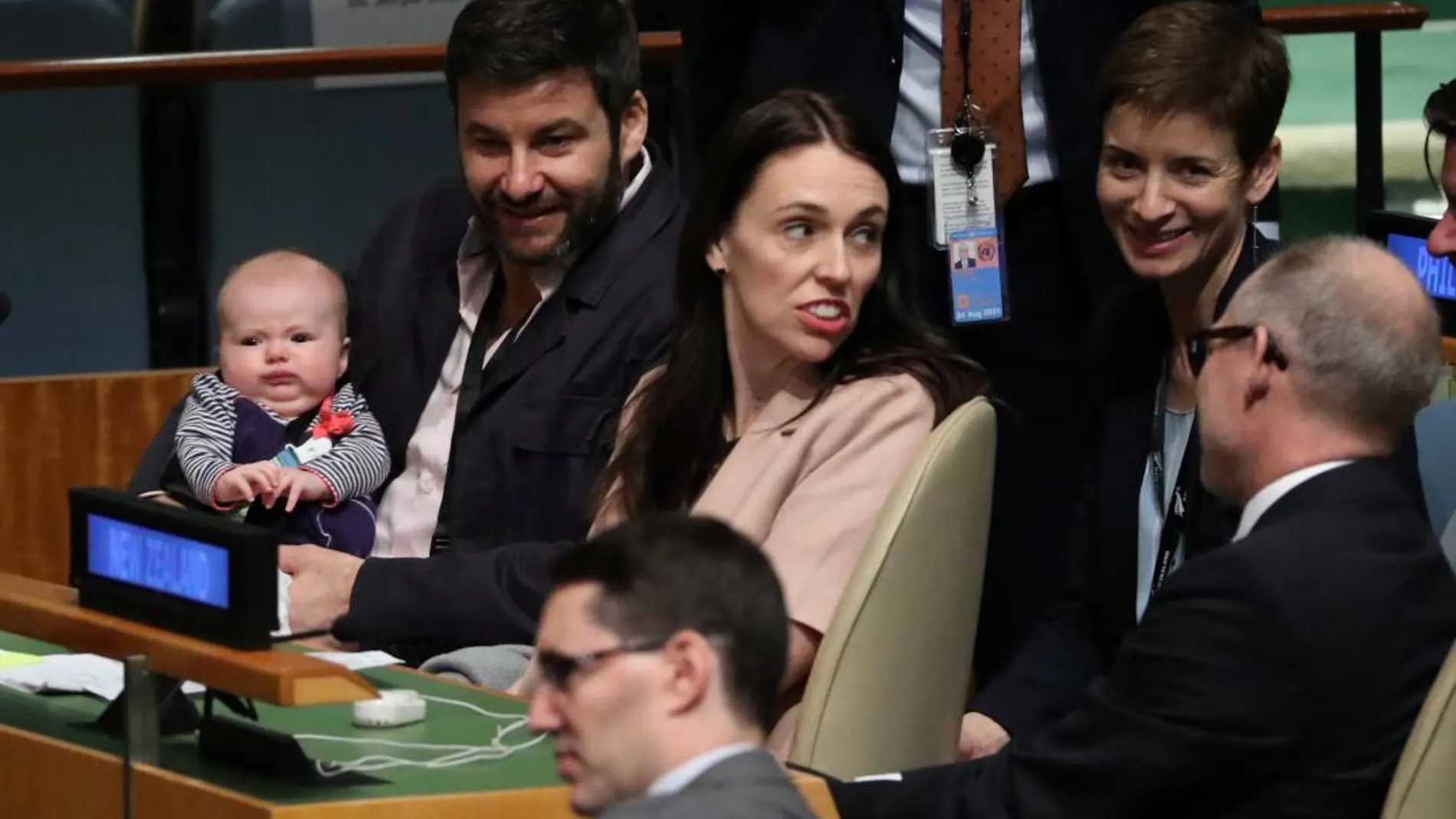 Jacinda Ardern con su bebé en la ONU/Reuters