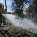 Efectivos del Infoca realizan labores de refresco tras el incendio