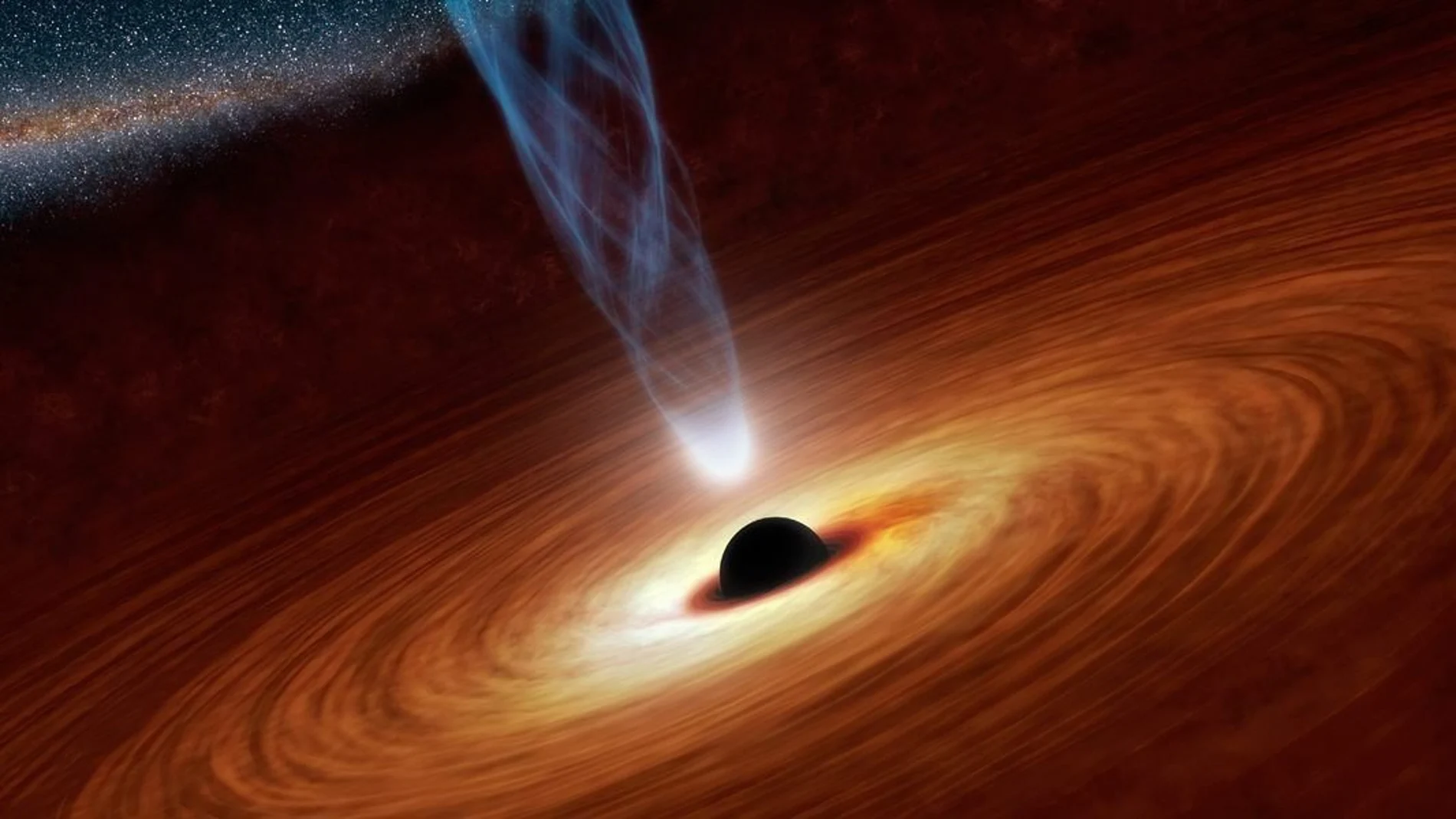 Fotografía cedida por la NASA que muestra varias regiones rodeando enormes hoyos negros, que brillan en rayos X / Efe