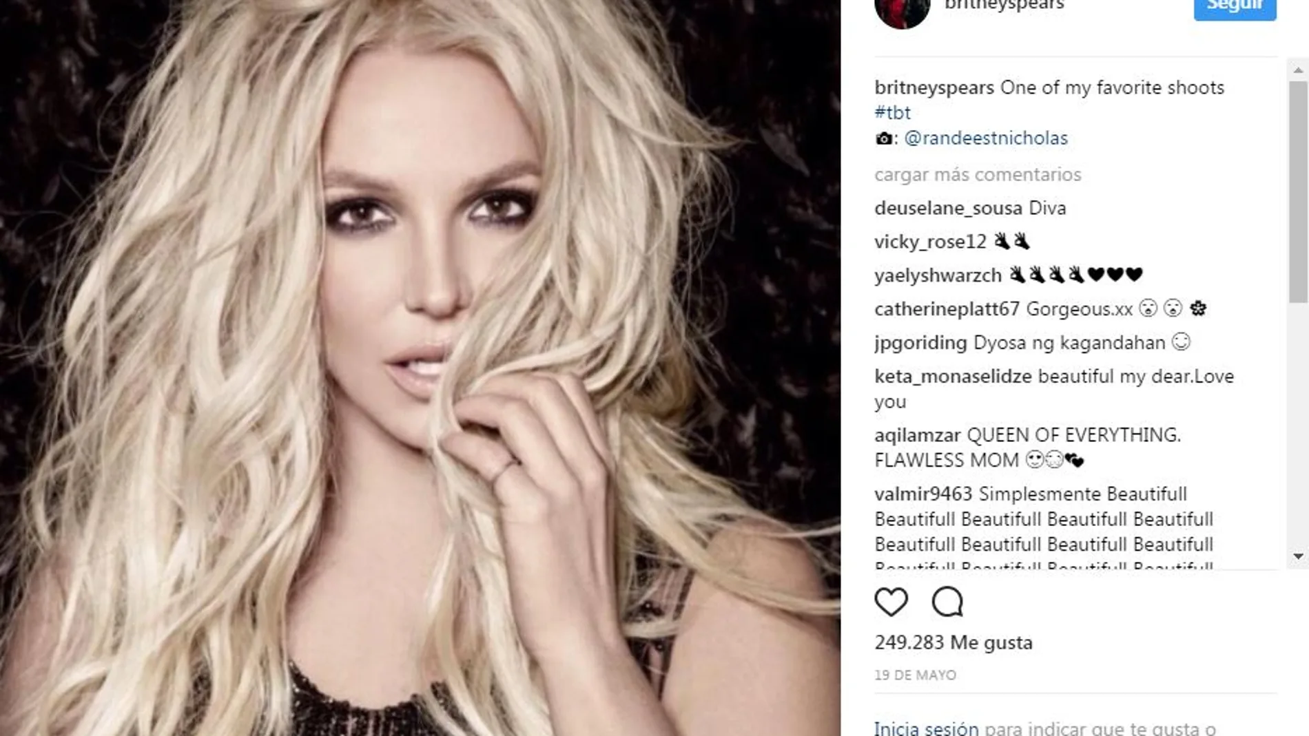 Una foto de la cuenta de Britney Spears
