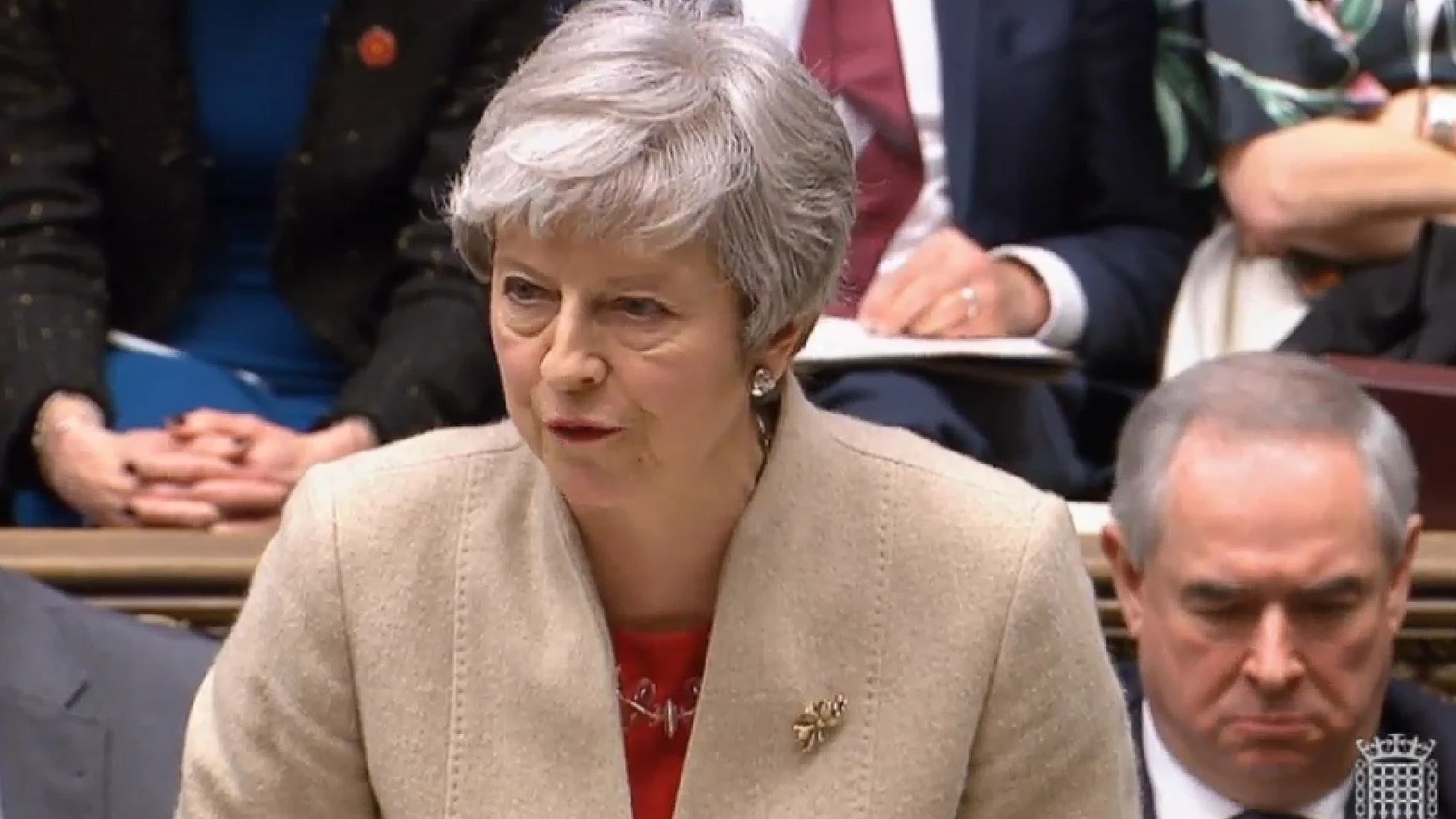 Theresa May, durante su intervención en el Parlamento