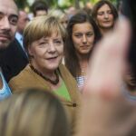 La canciller alemana, Angela Merkel, en el día de puertas abiertas de la Cancillería