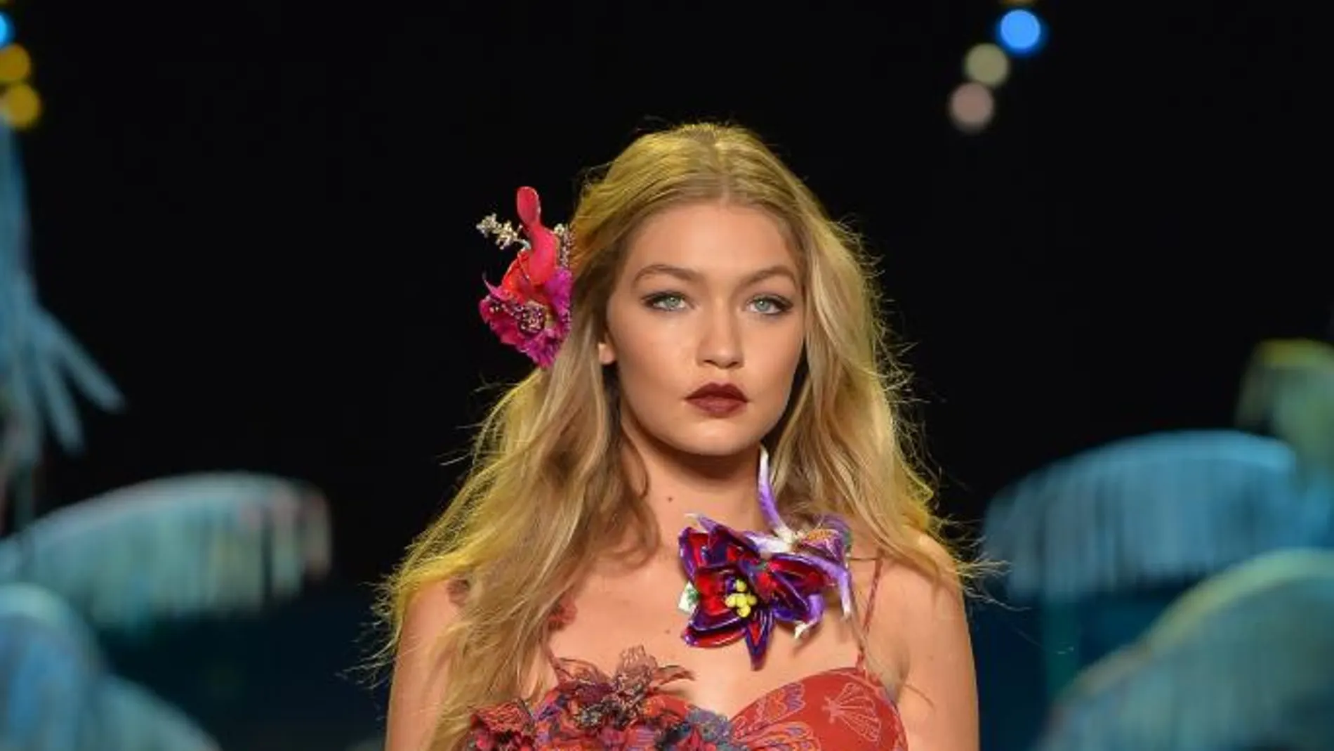 La modelo en un desfile de Anna Sui en la Semana de la Moda de Nueva York