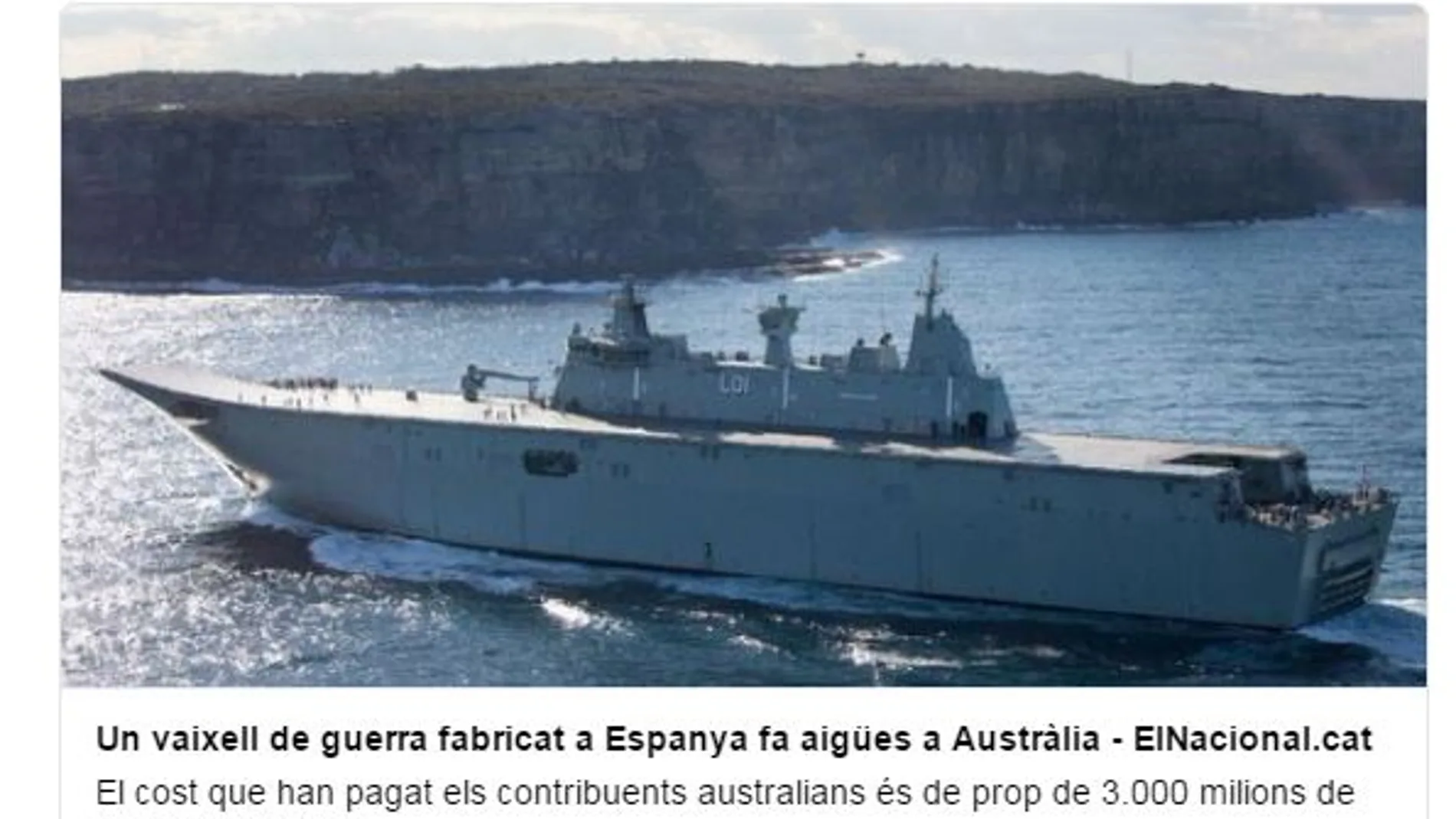 Puigdemont se mofa en Twitter de los problemas de un buque de guerra australiano fabricado por la española Navantia
