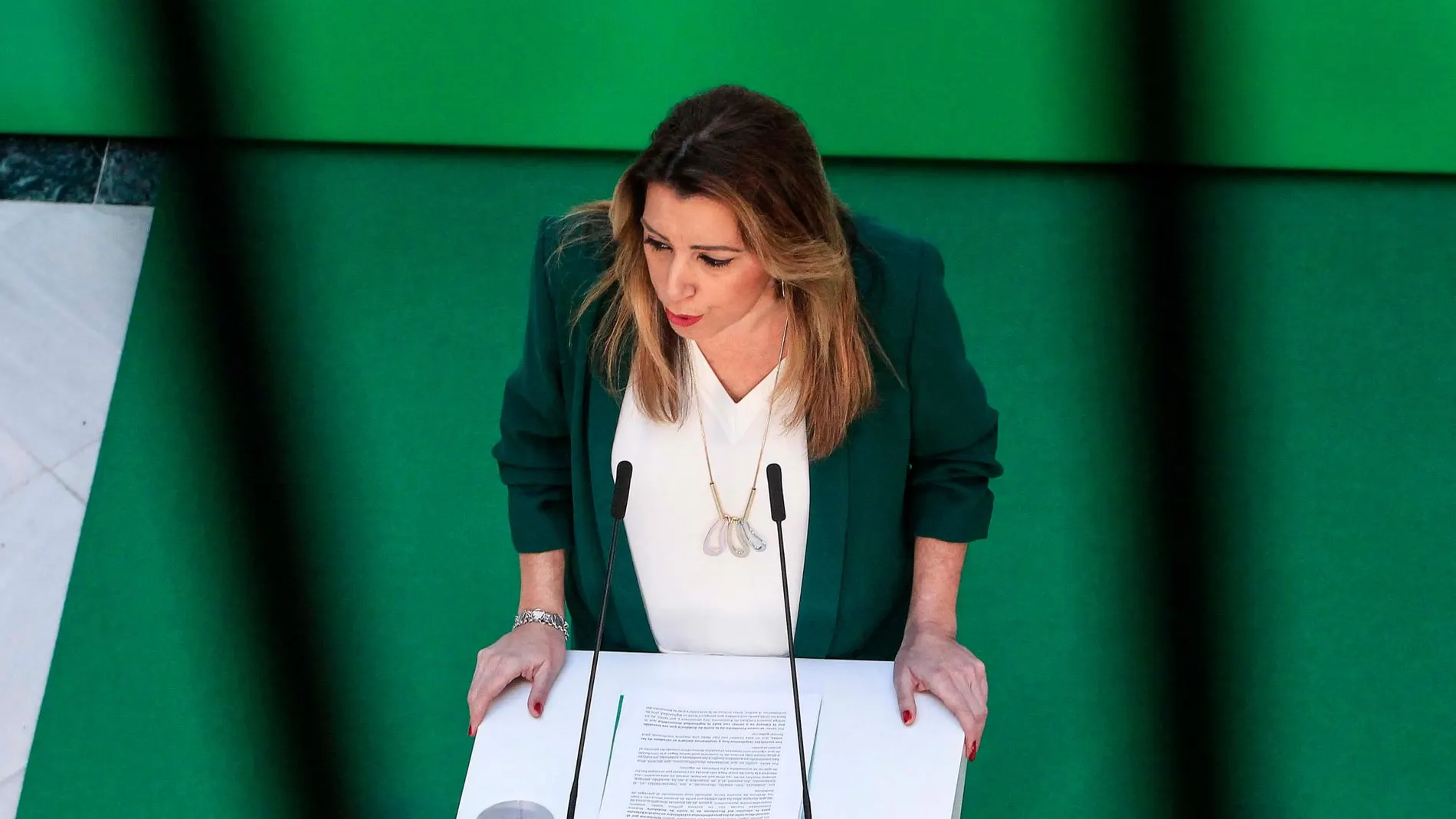 La presidenta en funciones de la Junta, Susana Díaz, ayer en la sede regional del PSOE-A (Foto: Manuel Olmedo)