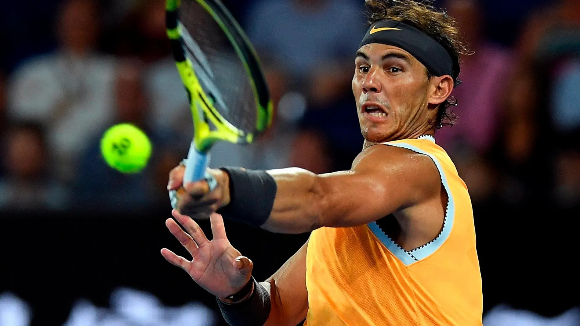 El tenista español Rafael Nadal durante la semifinal del Abierto de Australia