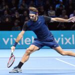 Roger Federer durante el partido ante Wawrinka