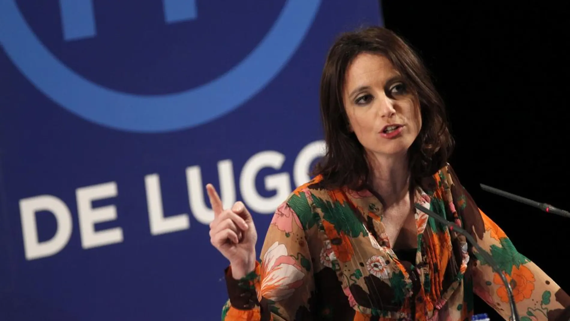 La vicesecretaria de Estudios y Programas del PP, Andrea Levy, durante su intervención en el congreso provincial del Partido Popular de Lugo