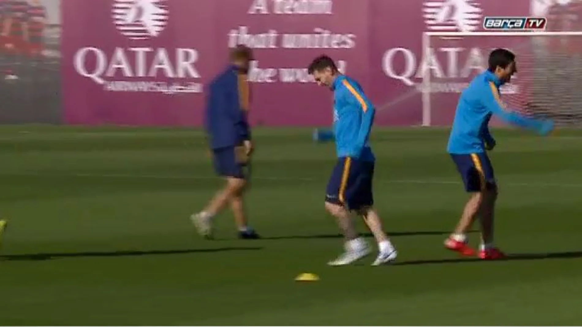 Leo Messi durante el entrenamiento