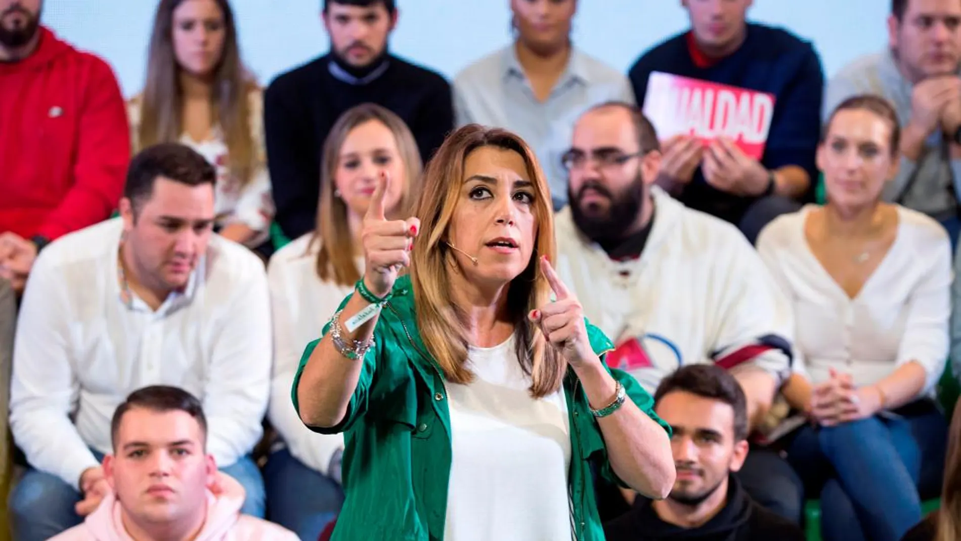 Susana Díaz, participa en un acto electoral esta mañana en la Facultad de Derecho de Málaga/ EFE/Daniel Pérez