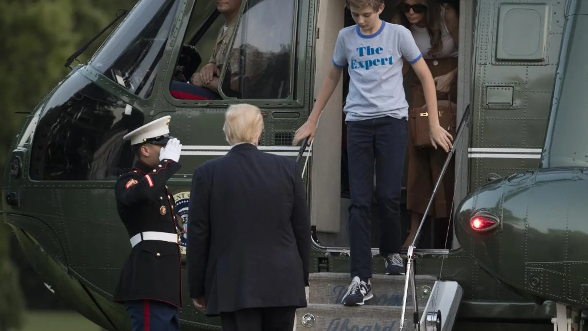 Melania Trump y Barron, a su llegada hace dos días a la Casa Blanca