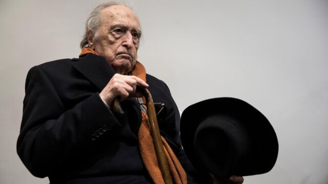El escritor Rafael Sánchez Ferlosio durante el acto de homenaje del que fue protagonista