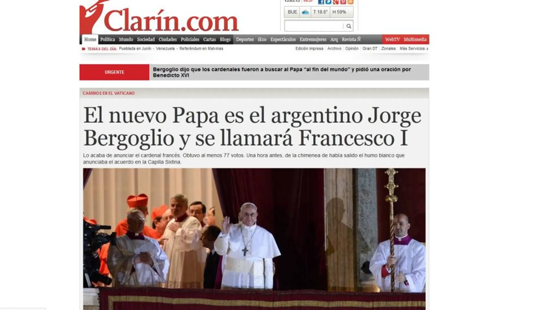 La prensa argentina recibe al nuevo Papa «argentino»