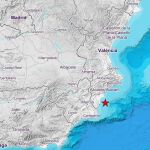 La estrella indica el lugar donde se produjo el epicentro