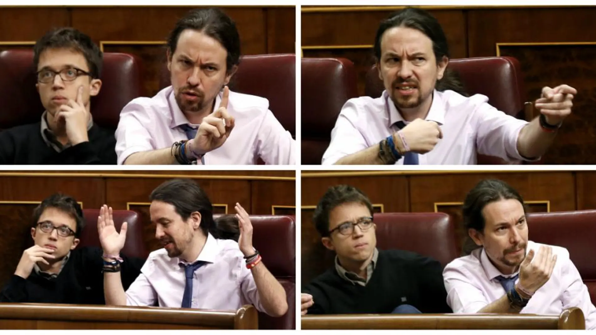 Pablo Iglesias gesticula durante el rifirrafe con un diputado del PP.