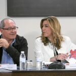 Susana Díaz, en la reunión de la Ejecutiva del PSOE-A de ayer