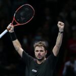 Stanislas Wawrinka celebra su victoria ante Andy Murray