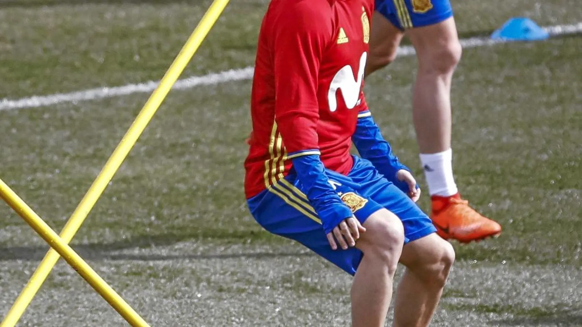 Andrés Iniesta, en un entrenamiento de la Selección