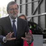 El presidente del Gobierno, Mariano Rajoy, ayer durante la clausura de la Asamblea de la CEOE en Madrid