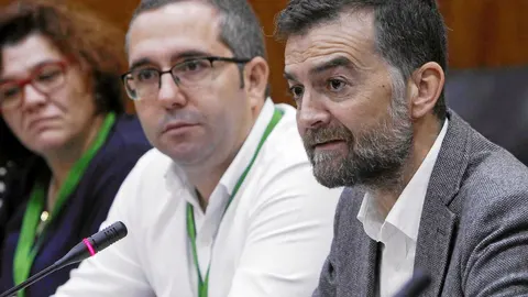 El líder de IU en la comunidad, Antonio Maíllo, ayer en el Parlamento