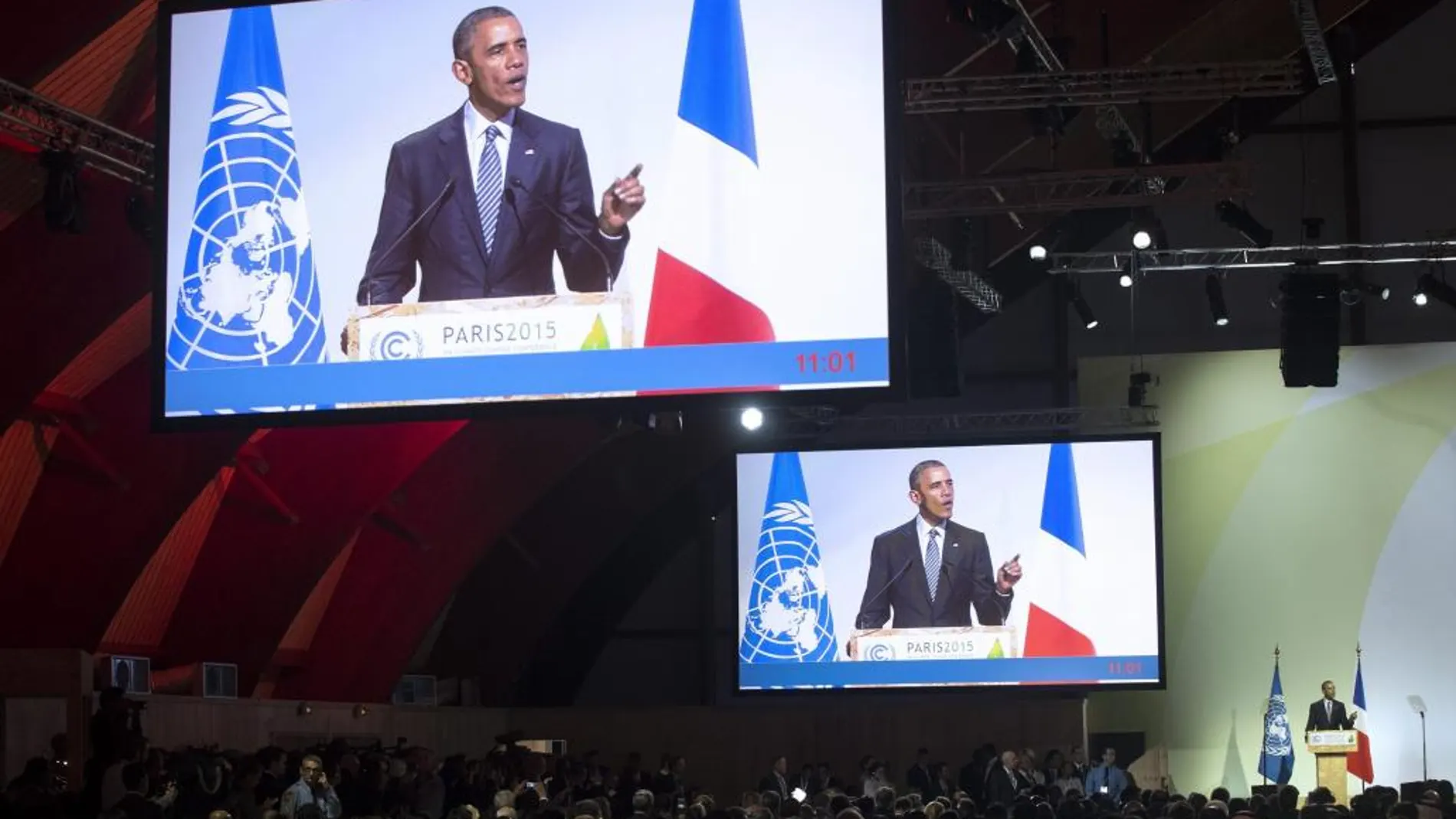 El presidente de EEUU, Barack Obama, pronuncia un discurso durante la sesión inaugural de la cumbre del Clima (COP21)
