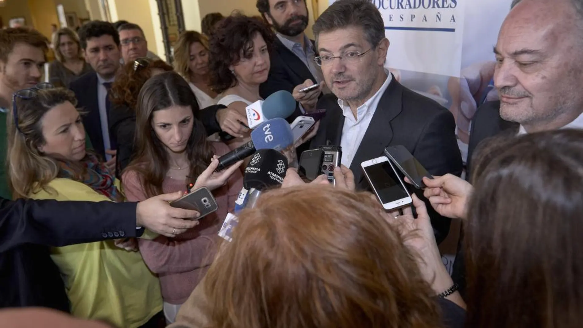 El ministro de Justicia, Rafael Catalá, tras las clausura de las X Jornadas de Juntas de Gobierno del Consejo General de Procuradores de España.