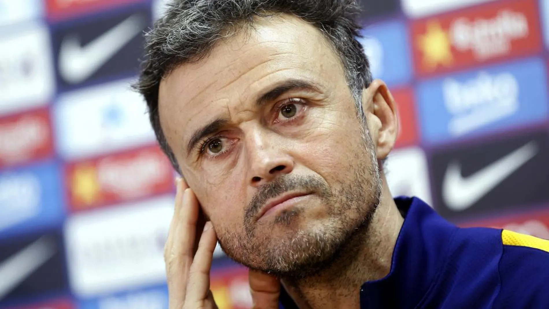 El entrenador del FC Barcelona, Luis Enrique Martinez, durante la rueda de prensa