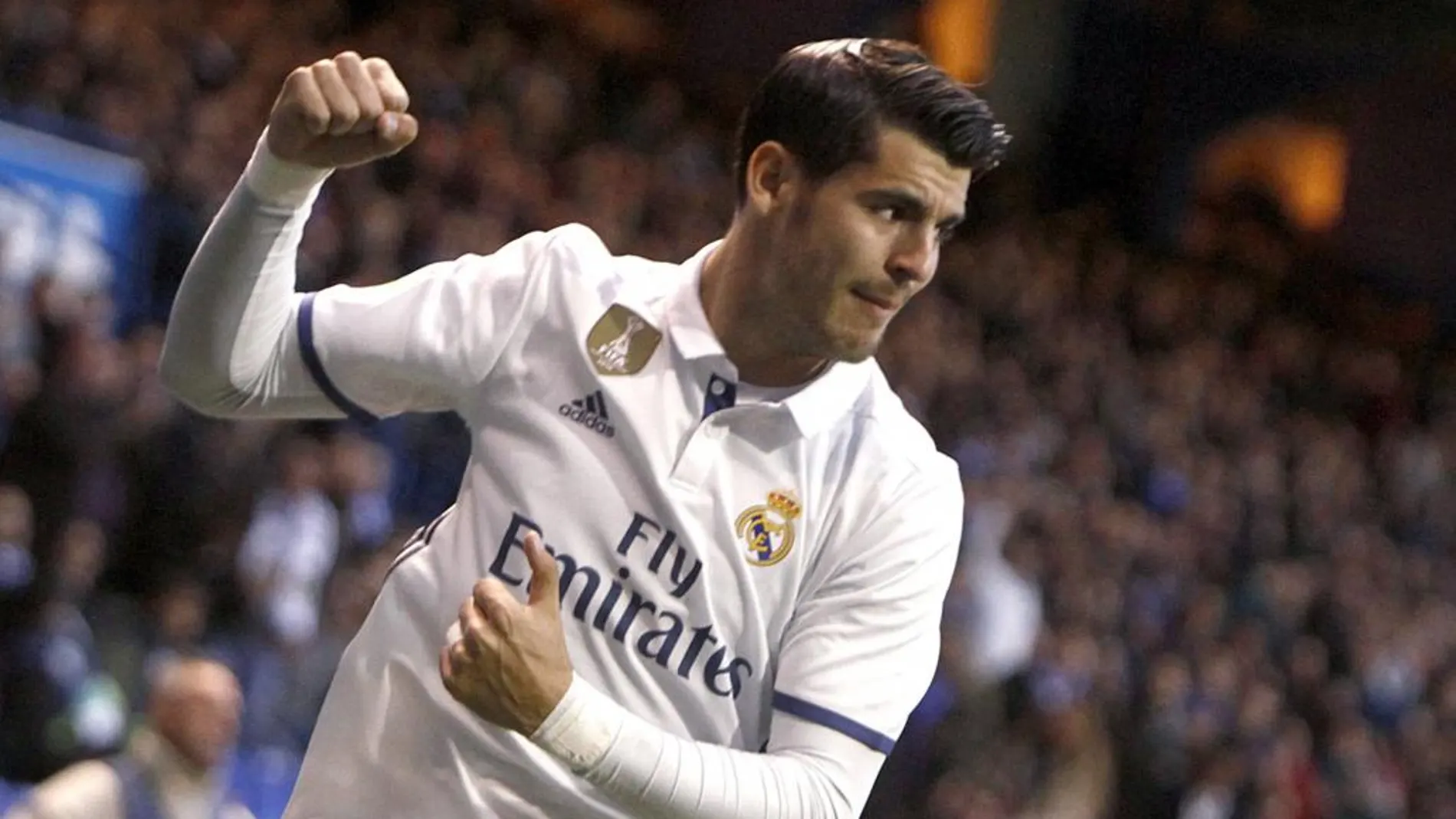 Álvaro Morata celebra el gol marcado ante el Deportivo, el primero del equipo.