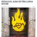 El Patio Maravillas hizo ayer público este comunicado titulado «Año 9 de existencia, mes 8 de desalojo, alba de una larga noche»