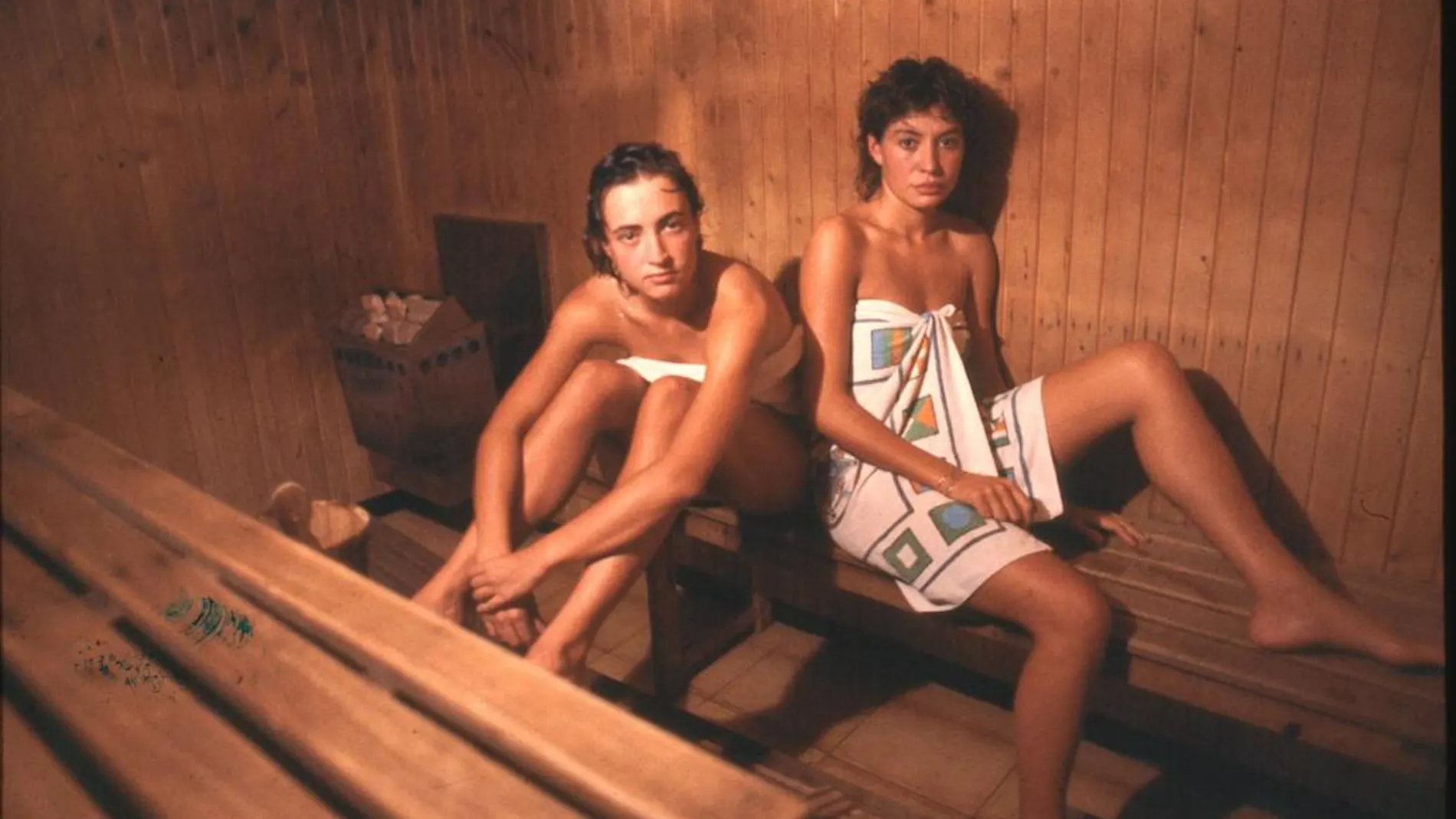 Dos clientes de una sauna, en una imagen de archivo