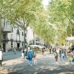 Imágenes virtuales de la futura reforma de la Rambla en la que los peatones ganan espacio en detrimento de los coches