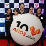 De izquierda a derecha, Lary León, coordinadora de Proyectos y Contenidos de la Fundación Atresmedia, Angy, Manel Fuentes, Roko, y Carmen Bieger, directora de la Fundación Atresmedia